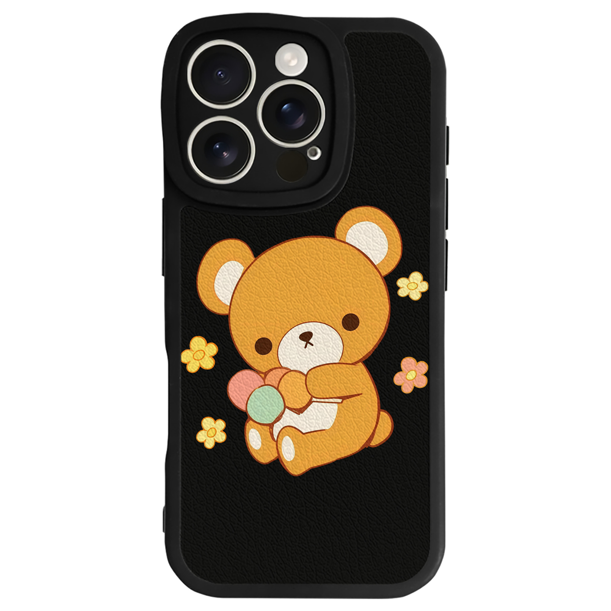 （画像用） リラックマ リラックマ キイロイトリ Rilakkuma Korilakkuma Kiiroitori 【iPhone 16シリーズ対応】シリコンスマホケース（レザー調） 材質：シリコン